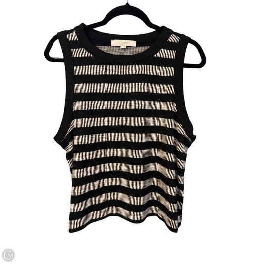 Top Sleeveless By Loft In Black & White, Size: L