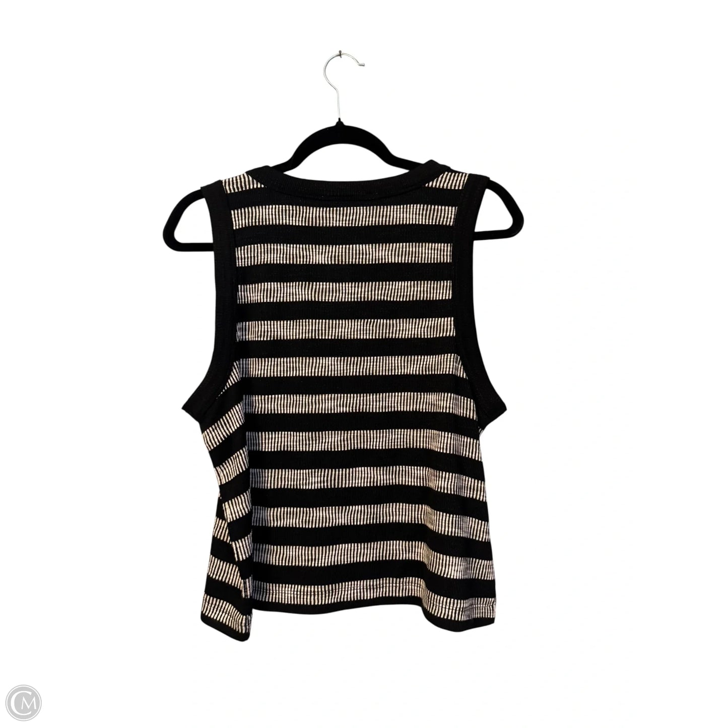 Top Sleeveless By Loft In Black & White, Size: L