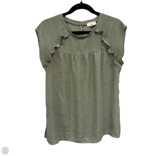 Top Short Sleeve By Loft In Green & White, Size: M