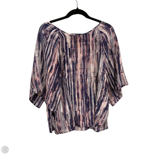 Top Short Sleeve By Nic + Zoe In Cream & Purple, Size: M
