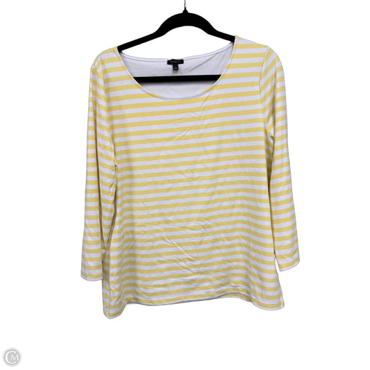 Top 3/4 Sleeve By Talbots In White & Yellow, Size: L