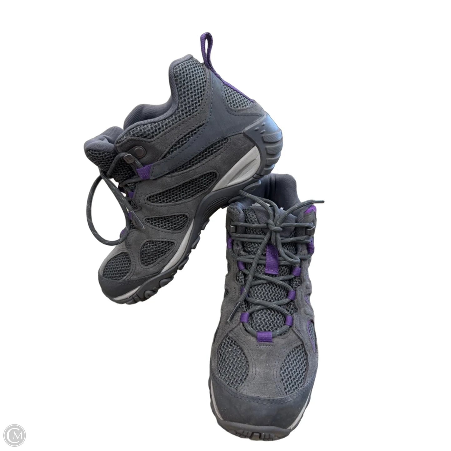 Shoes Hiking By Merrell In Grey & Purple, Size: 8
