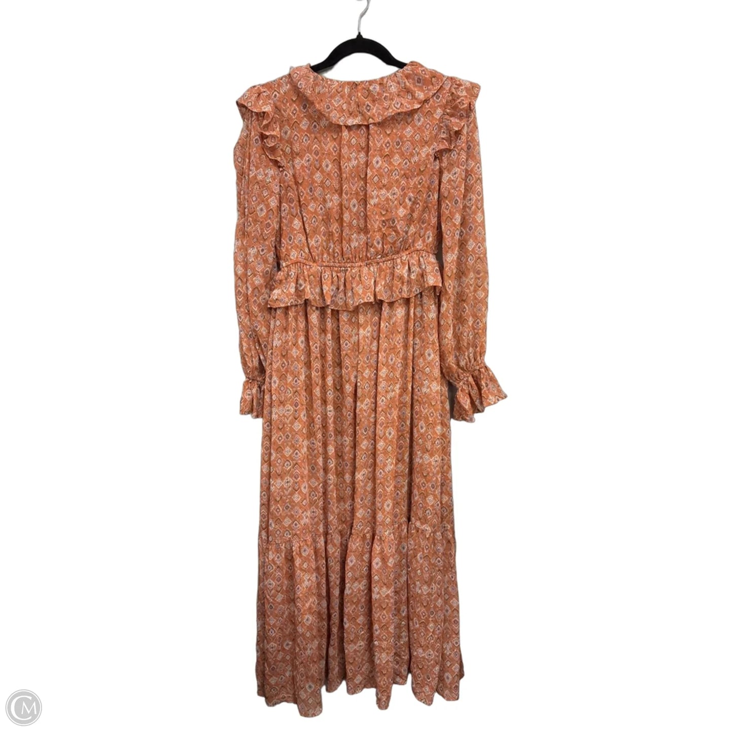 Dress Casual Midi By Sandra Darren In Orange & White, Size: 10