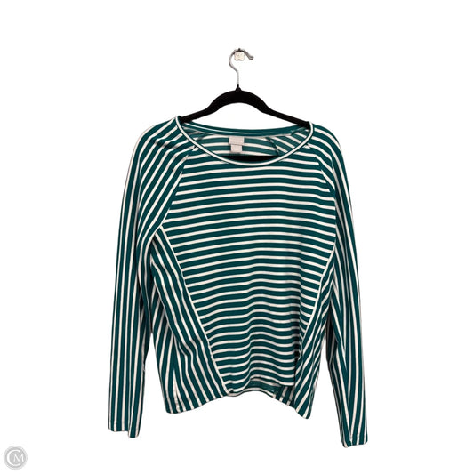 Top Long Sleeve By Chicos In Green & White, Size: M