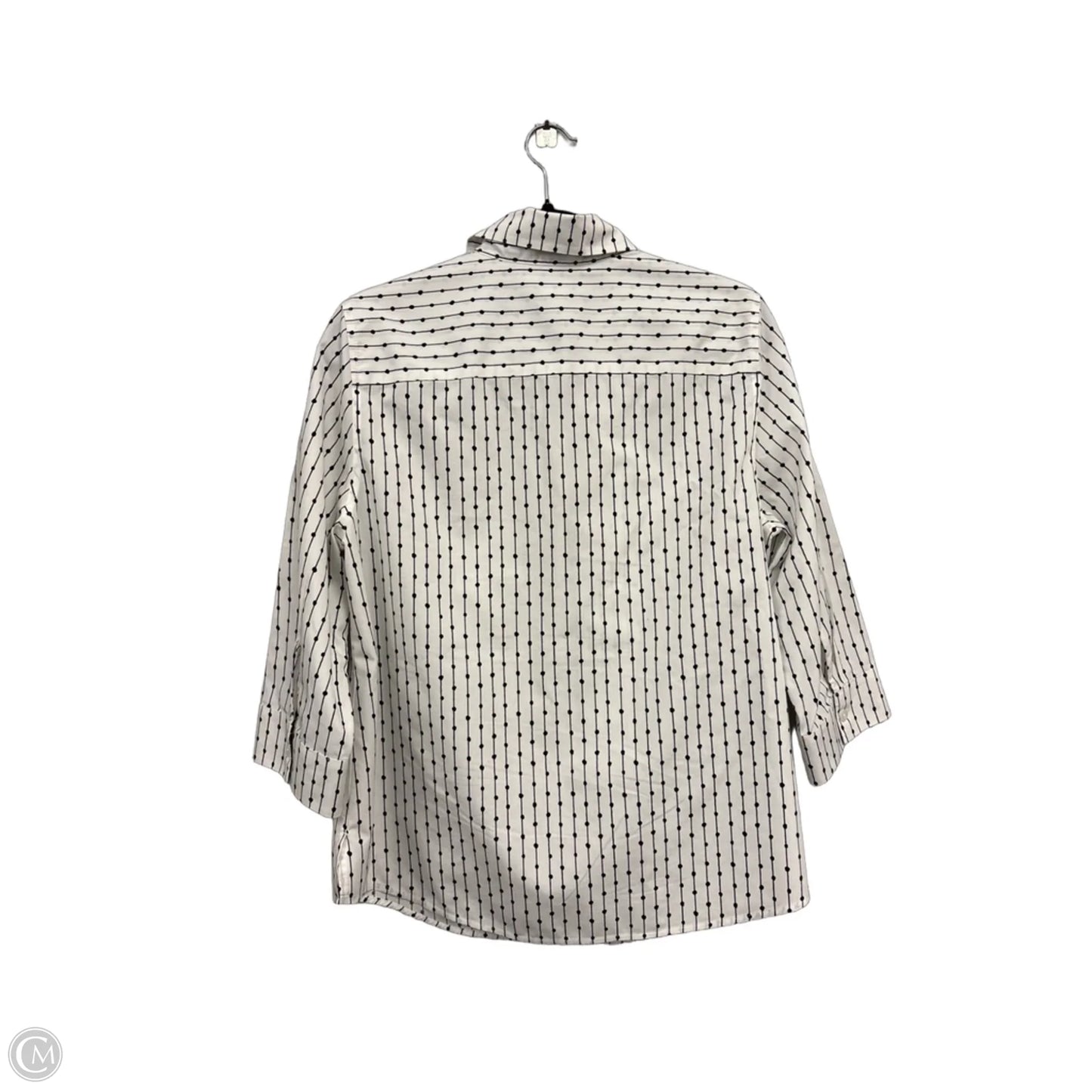 Top Long Sleeve By Chicos In Green & White, Size: M