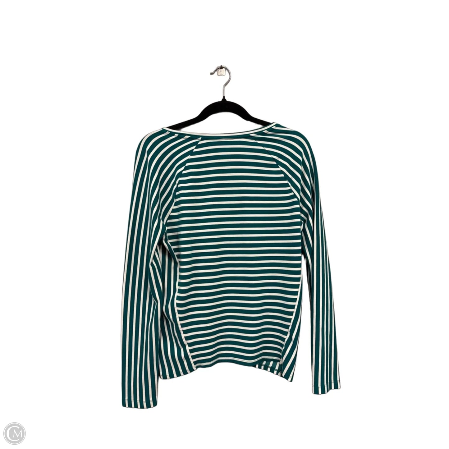 Top Long Sleeve By Chicos In Green & White, Size: M