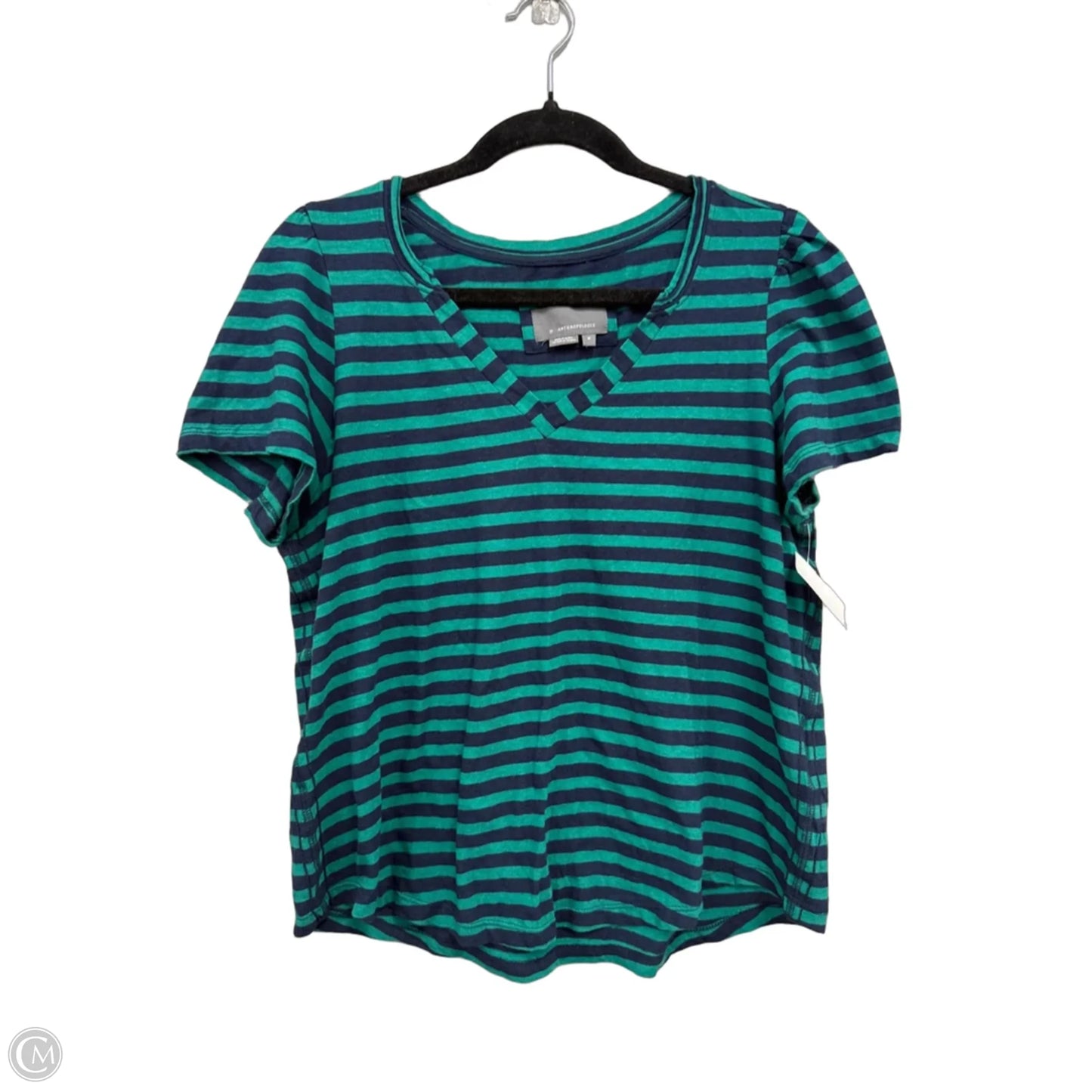 Top Short Sleeve Basic By Anthropologie In Blue & Green, Size: M