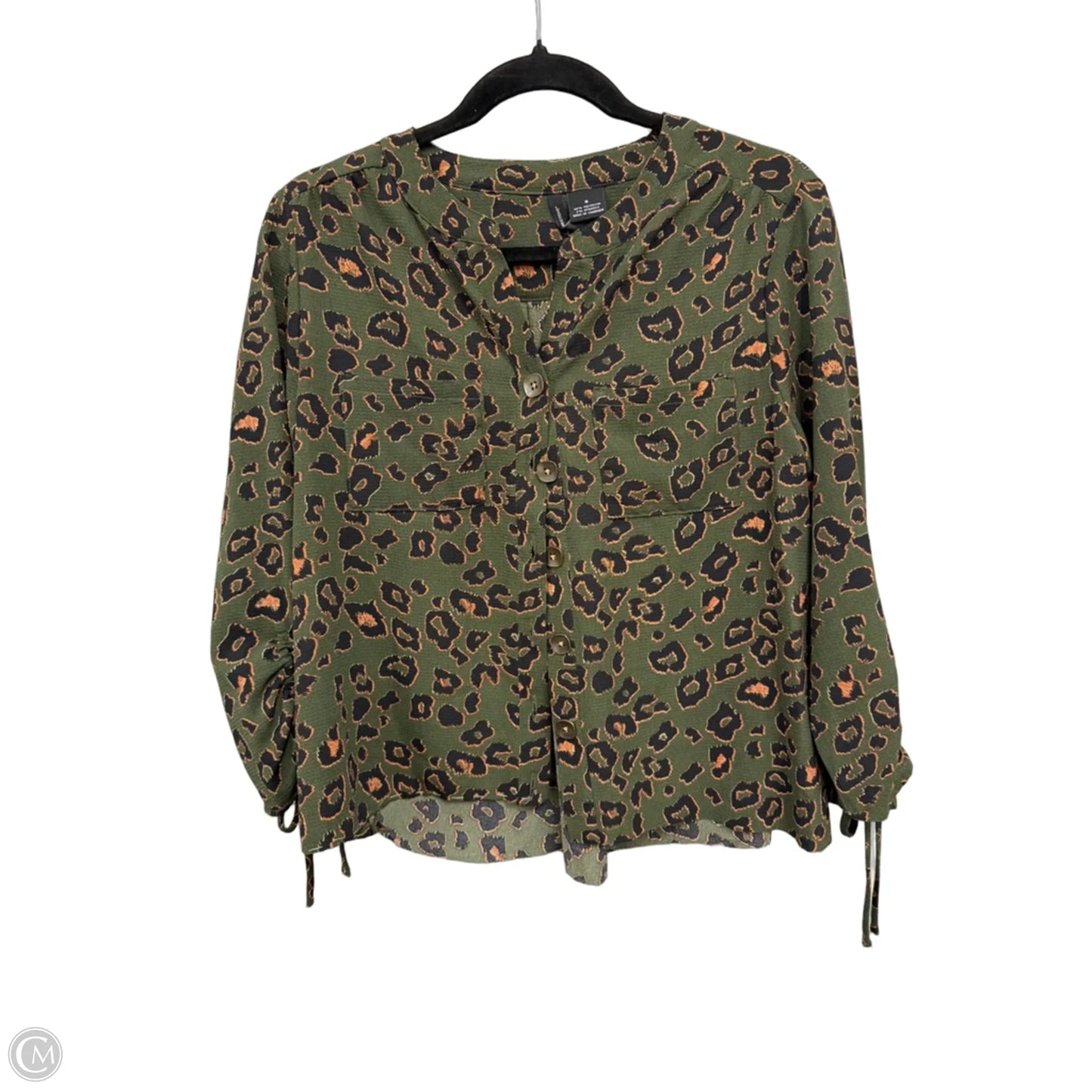 Top 3/4 Sleeve By New Directions In Black & Green, Size: S