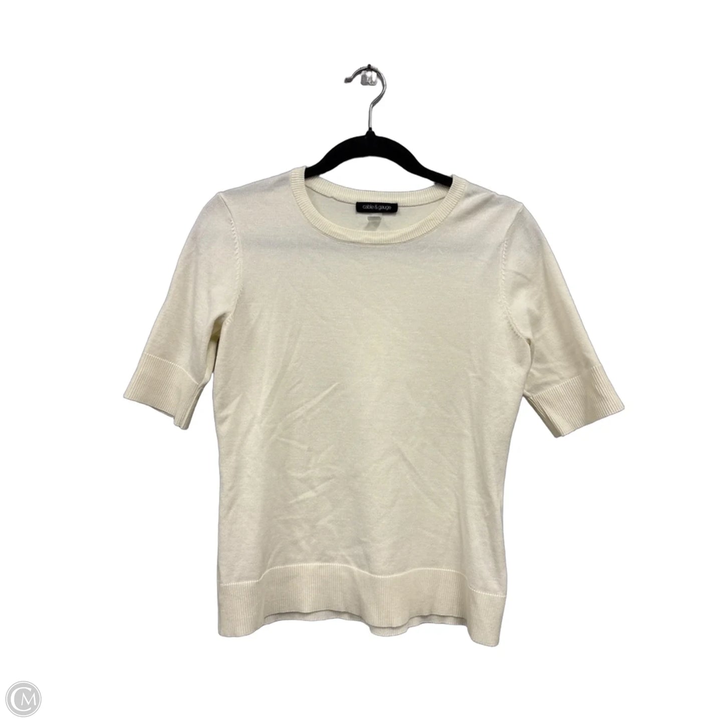 Sweater Short Sleeve By Cable And Gauge In Cream, Size: M