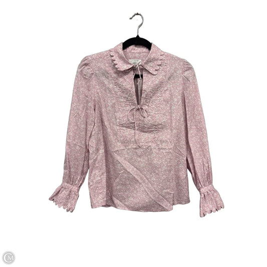 Top Long Sleeve By J. Crew In Pink & White, Size: Xs