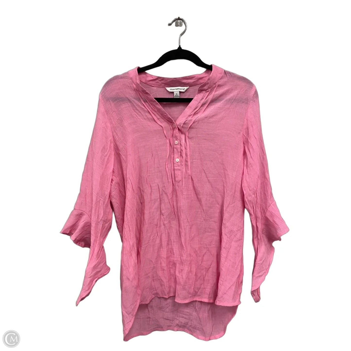 Top 3/4 Sleeve By Counterparts In Pink, Size: Xl