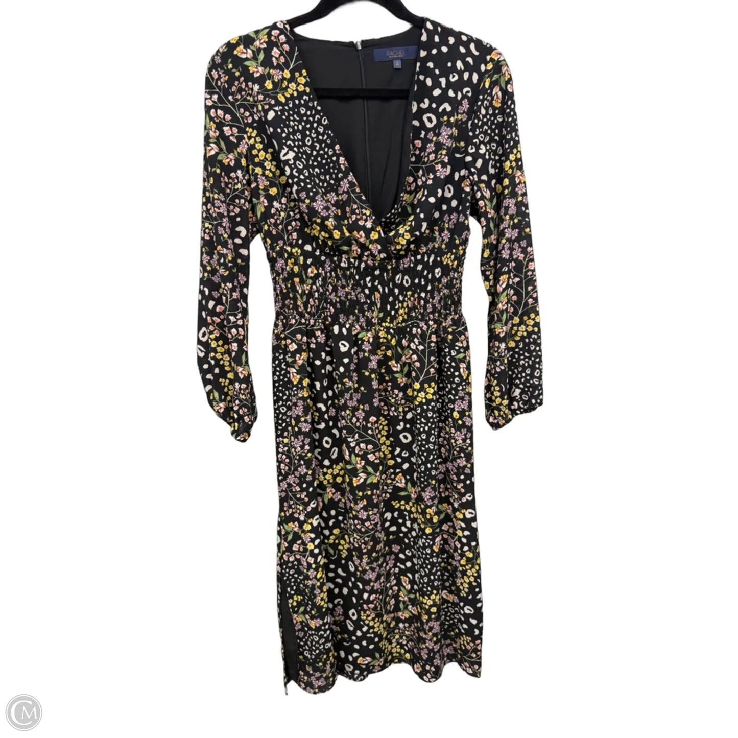 Dress Casual Midi By Rachel Roy In Black & Yellow, Size: 6