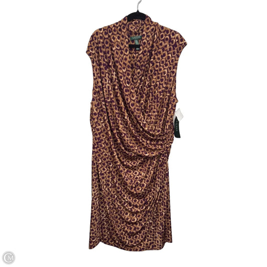 Dress Casual Midi By Lauren By Ralph Lauren In Purple & Tan, Size: 3x