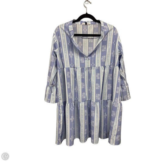 Dress Casual Short By Michelle Mcdowell In Blue & White, Size: L