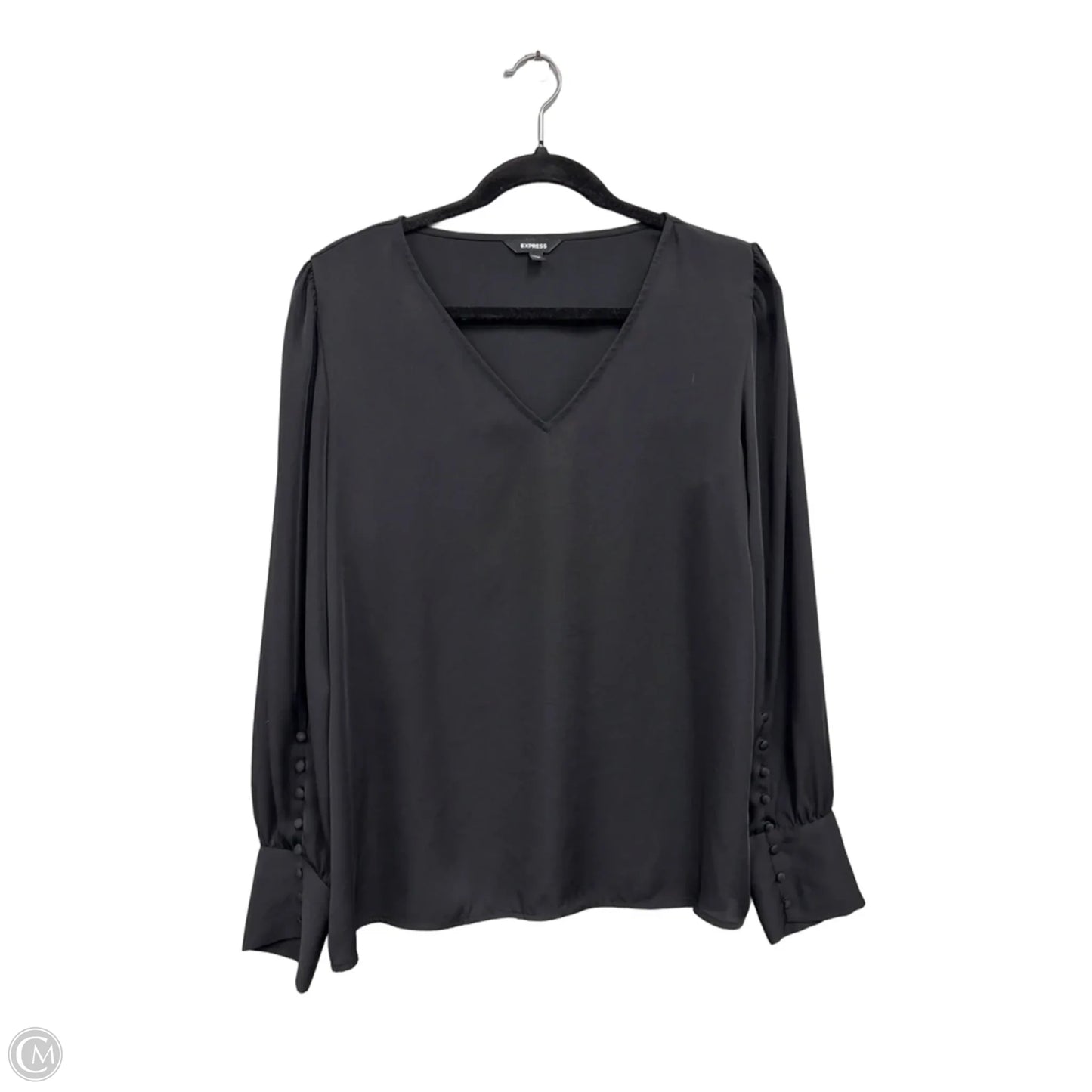 Blouse Long Sleeve By Express In Black, Size: L