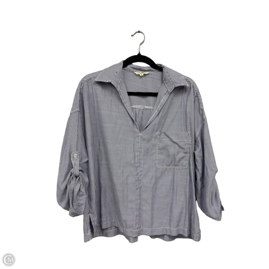 Top 3/4 Sleeve By Max Studio In Blue & White, Size: M