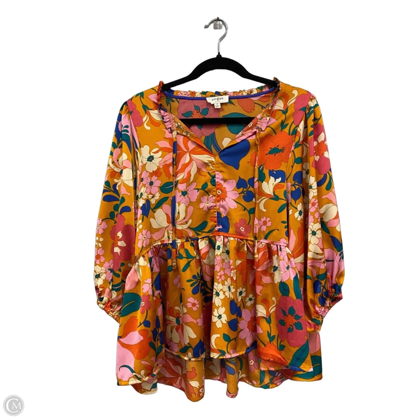 Top 3/4 Sleeve By Umgee In Orange & Pink, Size: M