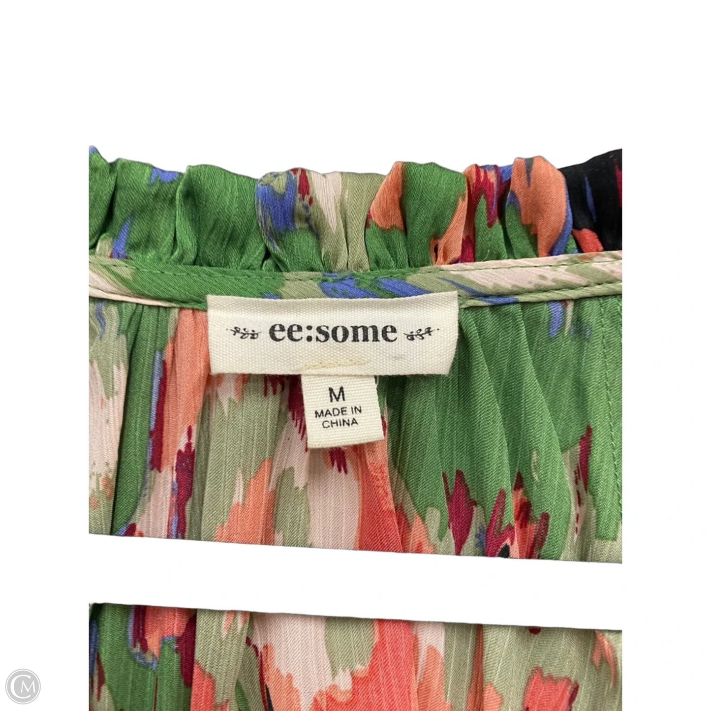 Top 3/4 Sleeve By Ee Some In Green & Orange, Size: M