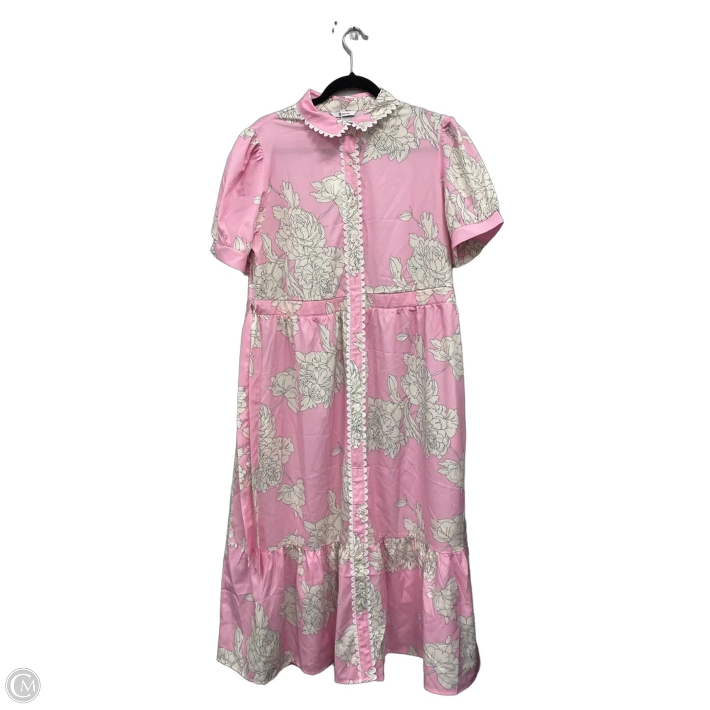 Dress Casual Short By Clothes Mentor In Cream & Pink, Size: L