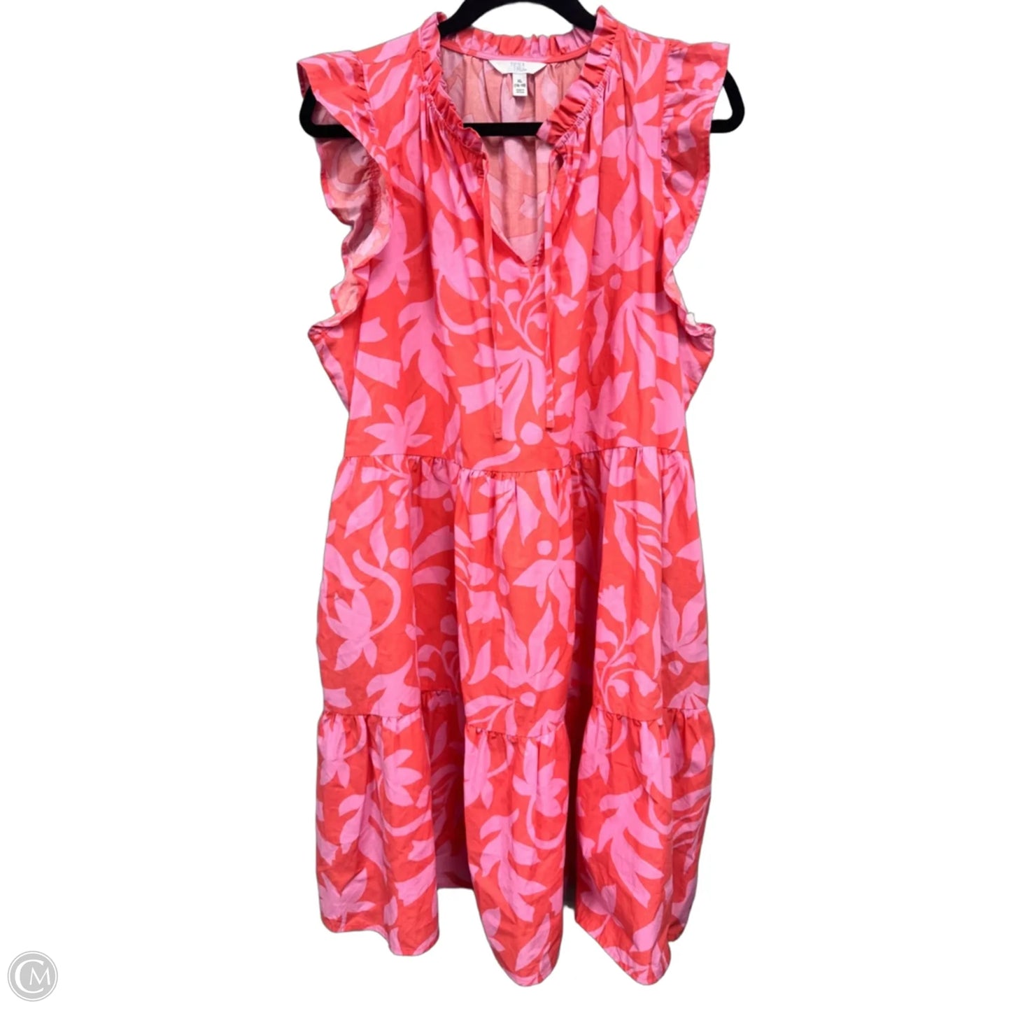Dress Casual Short By Time And Tru In Orange & Pink, Size: Xl