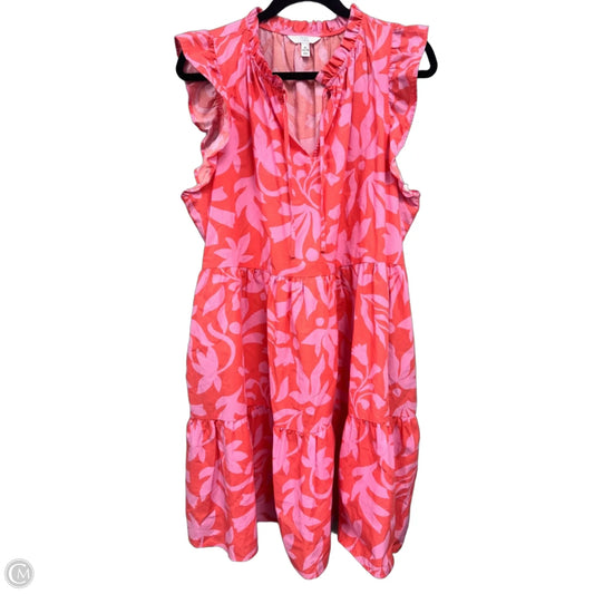 Dress Casual Short By Time And Tru In Orange & Pink, Size: Xl