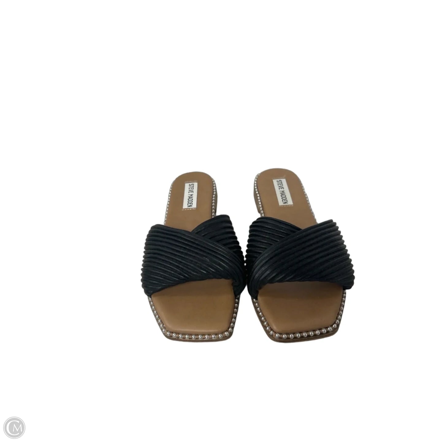 Sandals Flats By Steve Madden In Black & Tan, Size: 6.5