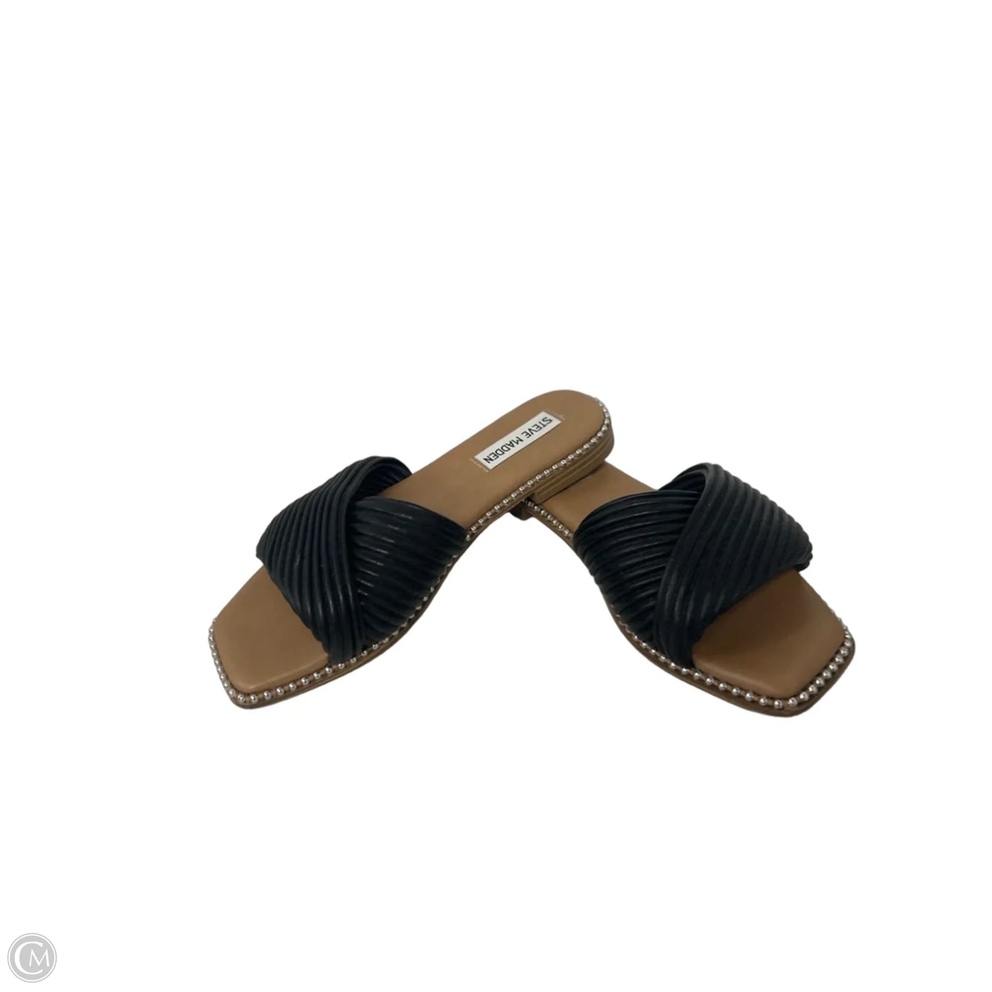 Sandals Flats By Steve Madden In Black & Tan, Size: 6.5