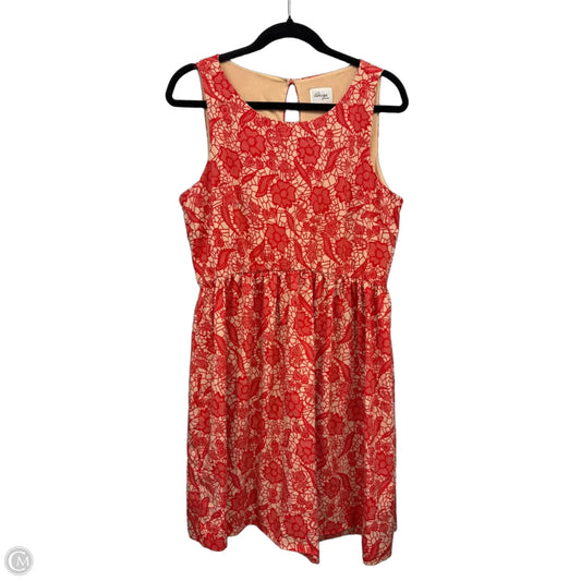 Dress Casual Midi By Eci In Red & Tan, Size: 12