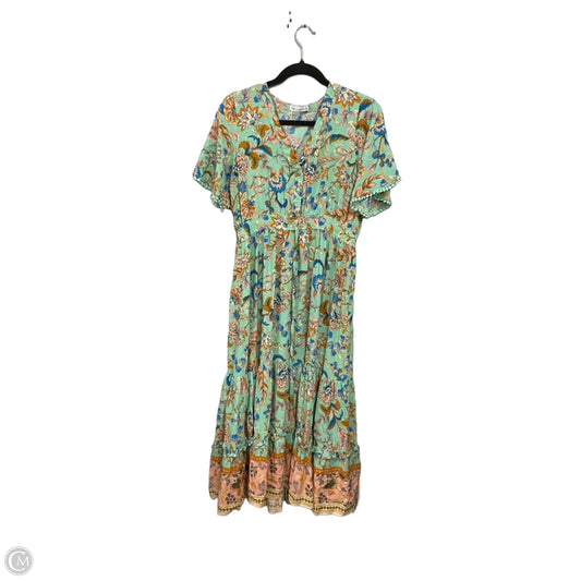 Dress Casual Midi By Clothes Mentor In Green & Orange, Size: M