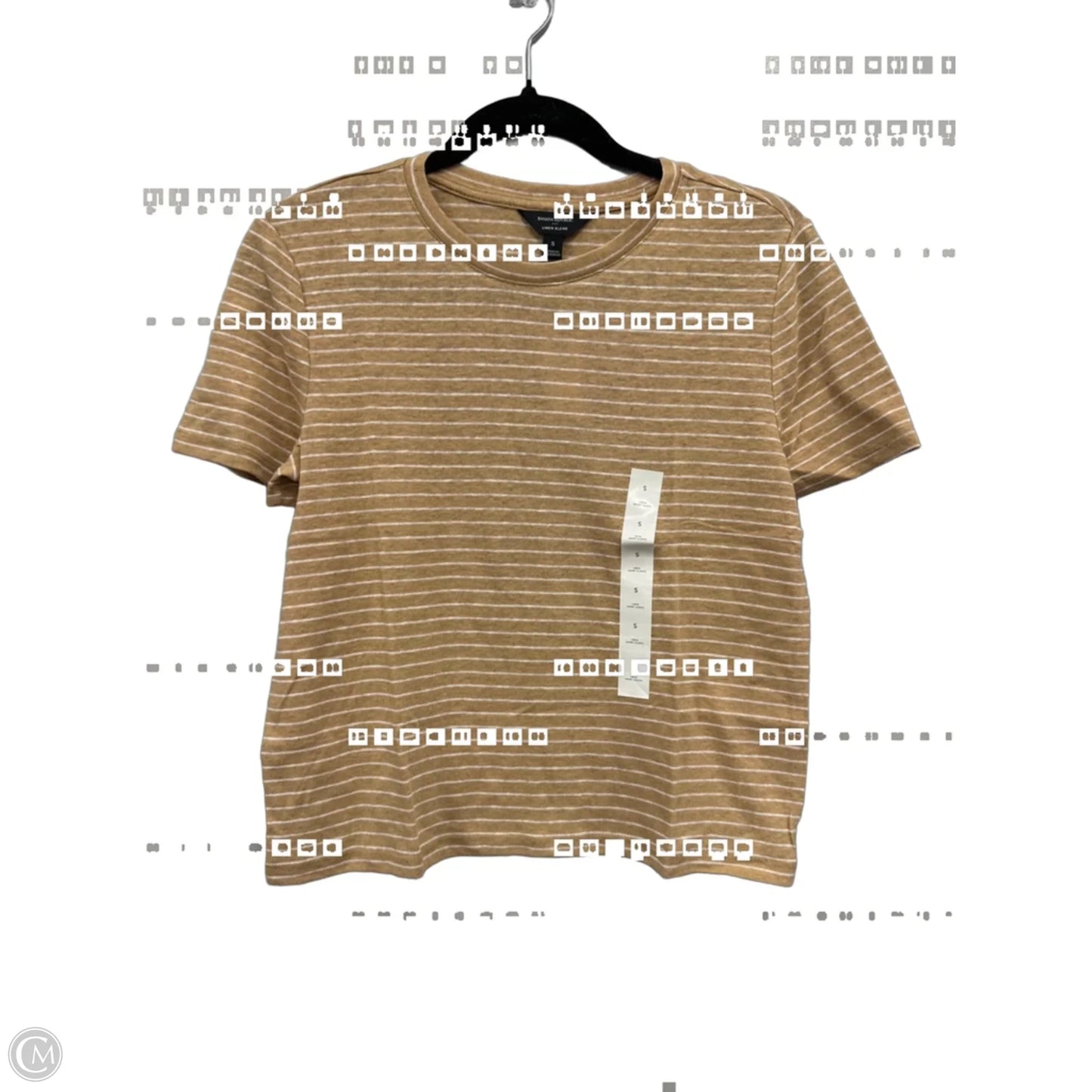 Top Short Sleeve Basic By Banana Republic In Tan & White, Size: S