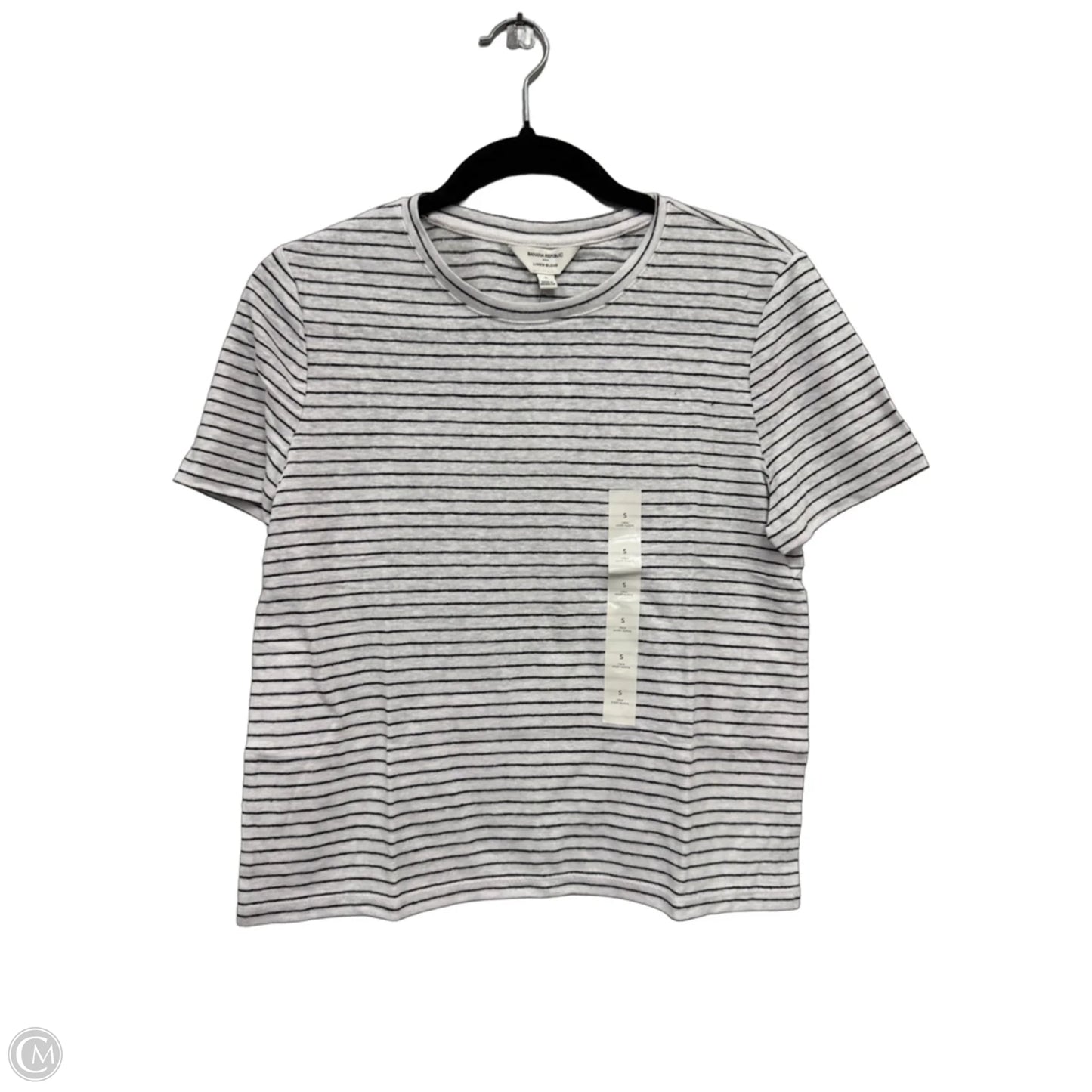 Top Short Sleeve Basic By Banana Republic In Black & White, Size: S