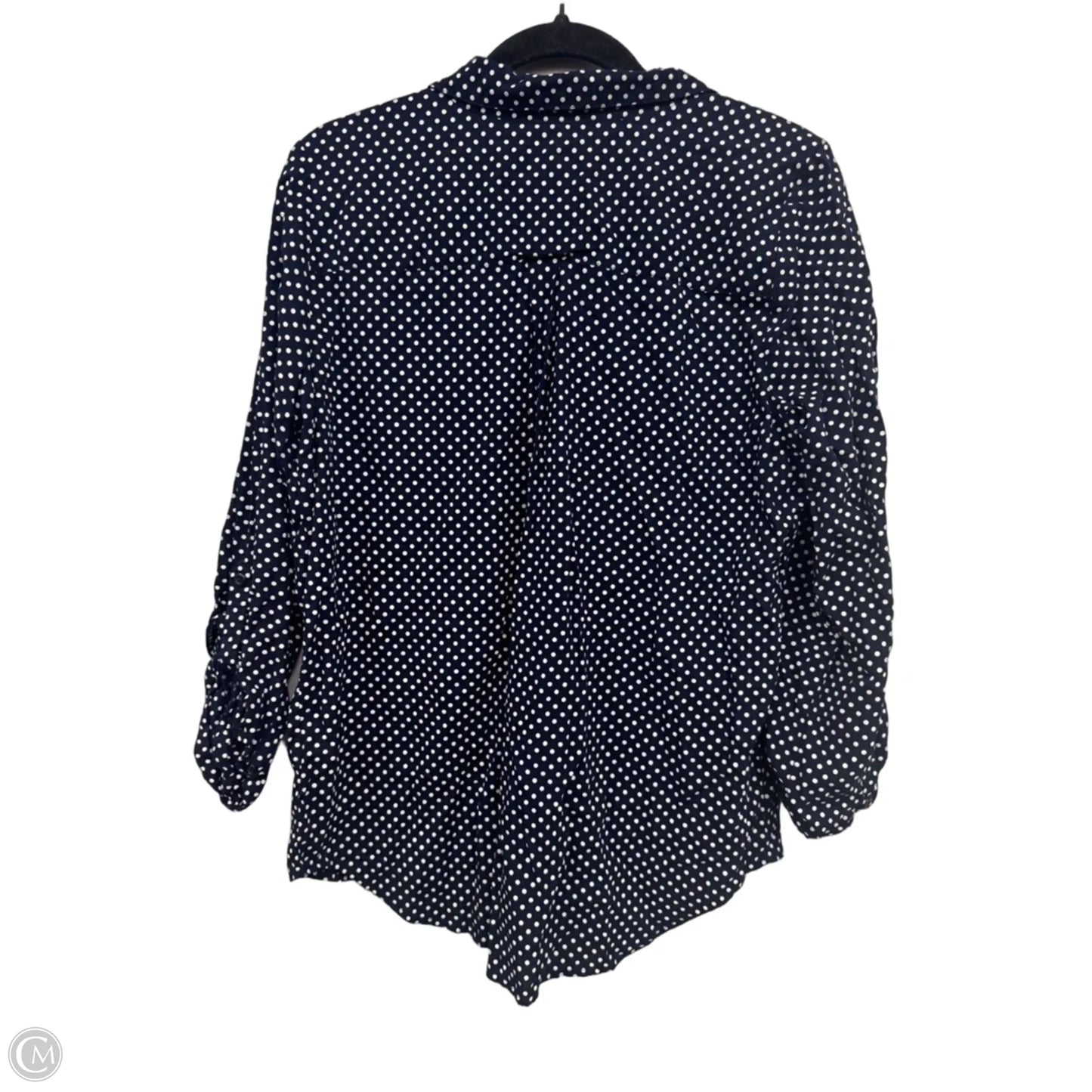Top 3/4 Sleeve By Emily Daniels In Blue & White, Size: Xl