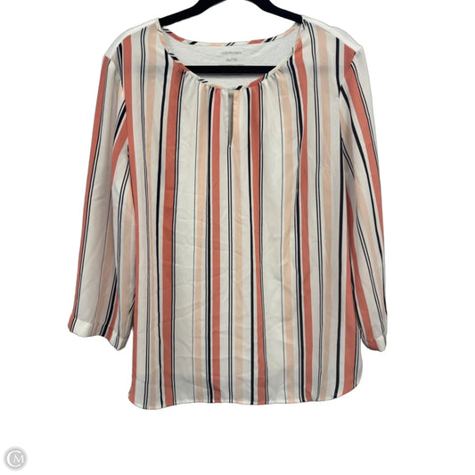 Top 3/4 Sleeve By Van Heusen In Cream & Orange, Size: Xl