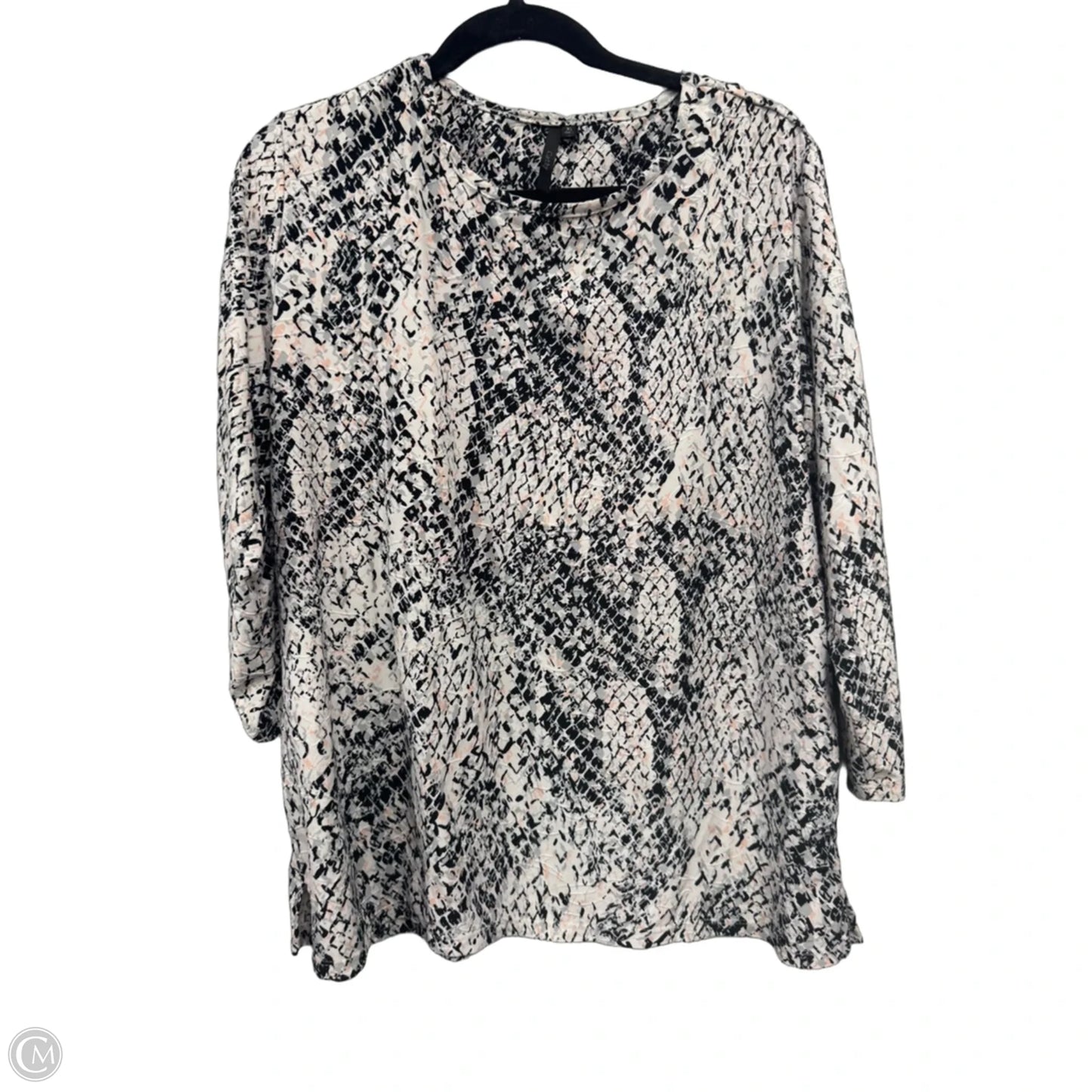 Top 3/4 Sleeve By Clothes Mentor In Black & Grey, Size: Xl