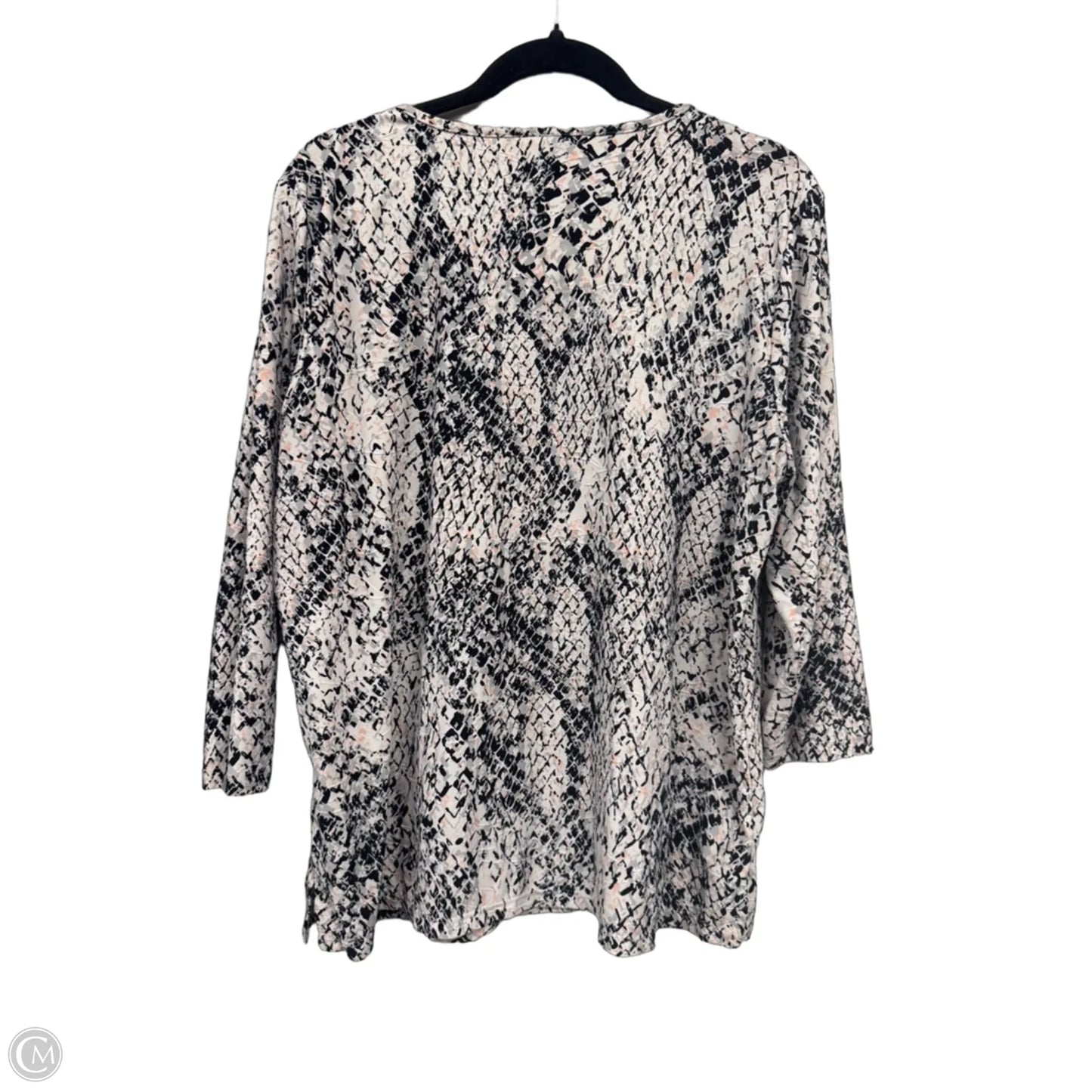 Top 3/4 Sleeve By Clothes Mentor In Black & Grey, Size: Xl