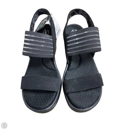 Sandals Heels Wedge By Skechers In Black, Size: 7