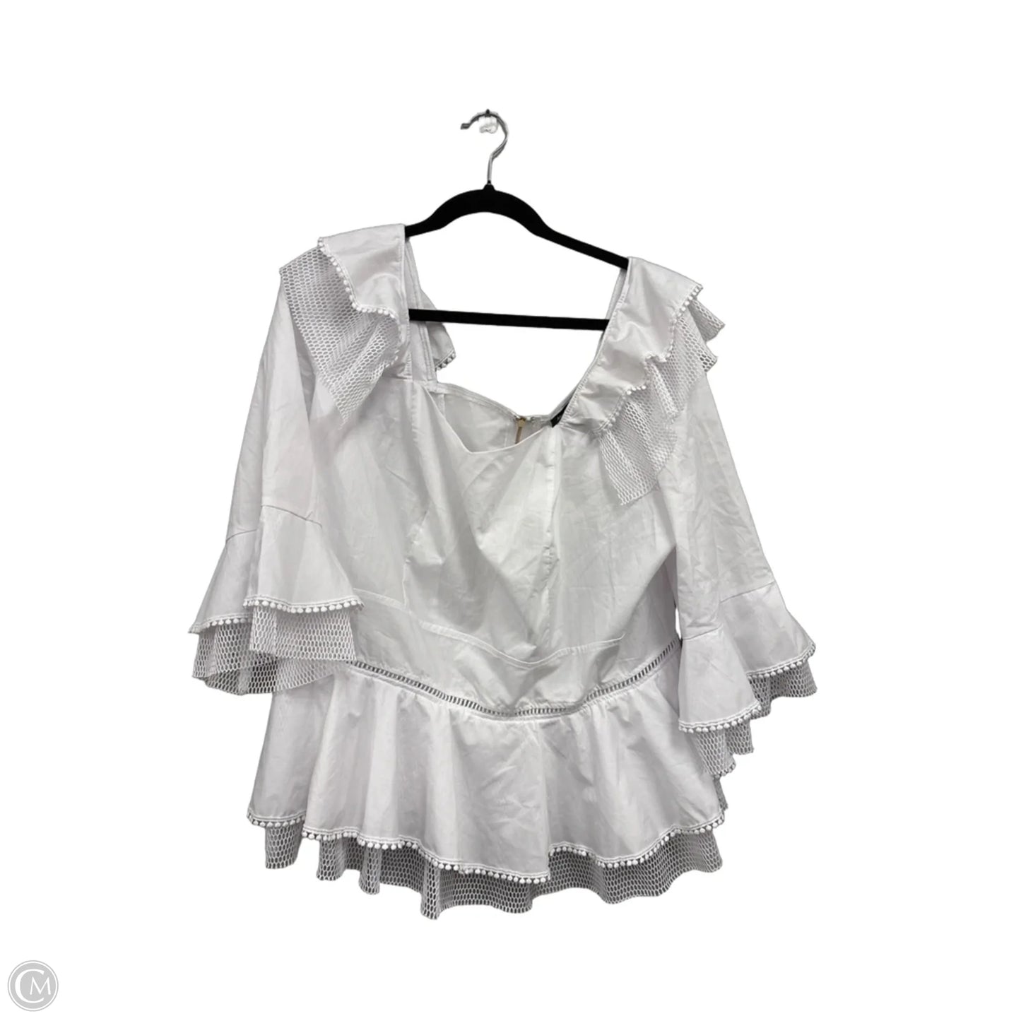 Top 3/4 Sleeve By Ashley Stewart In White, Size: 16
