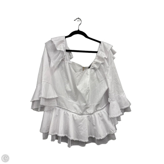 Top 3/4 Sleeve By Ashley Stewart In White, Size: 16