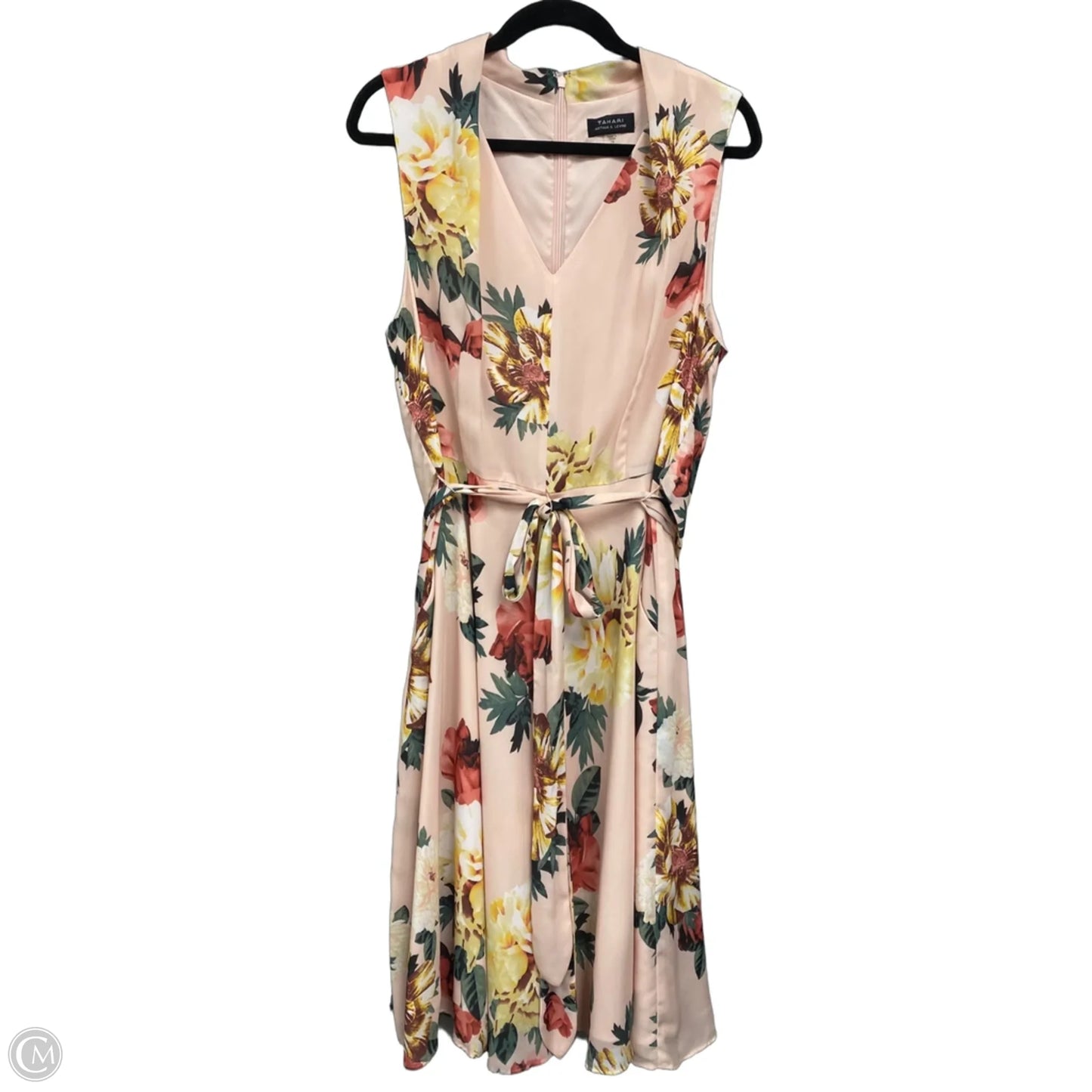 Dress Casual Midi By Tahari In Green & Pink, Size: 16