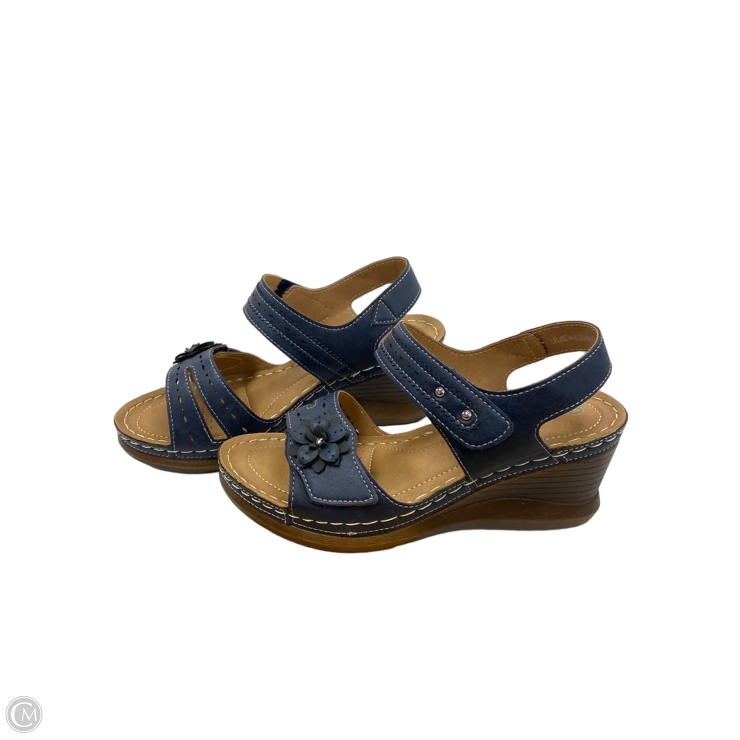 Sandals Heels Wedge By Spring Step In Blue, Size: 8
