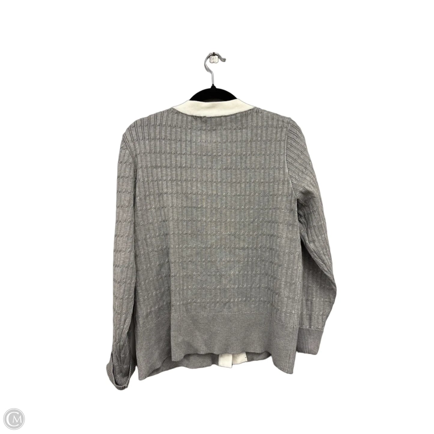 Sweater Cardigan By Adrianna Papell In Cream & Grey, Size: Xl