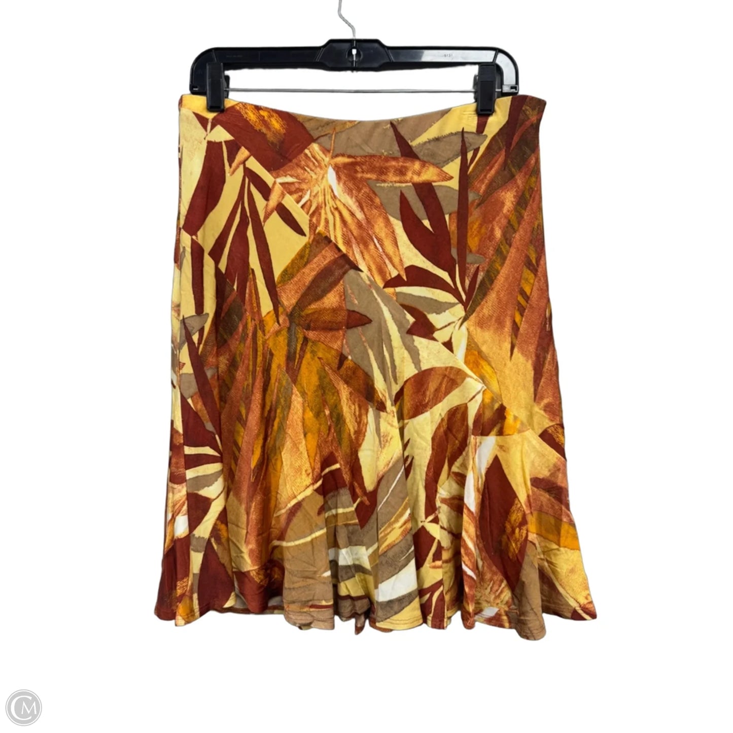 Skirt Midi By Cache In Orange & Yellow, Size: L