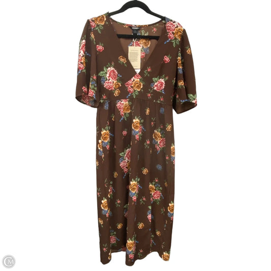 Dress Casual Midi By Clothes Mentor In Brown & Pink, Size: L