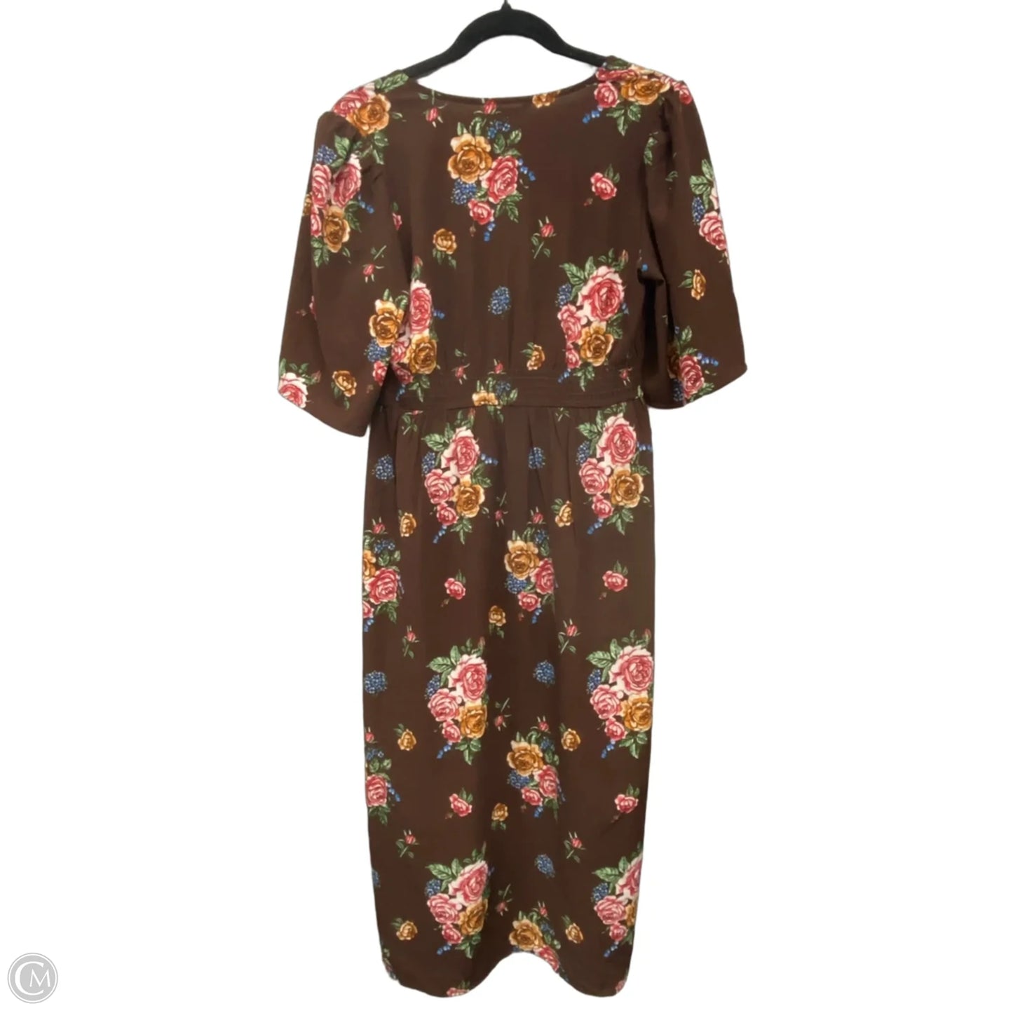 Dress Casual Midi By Clothes Mentor In Brown & Pink, Size: L