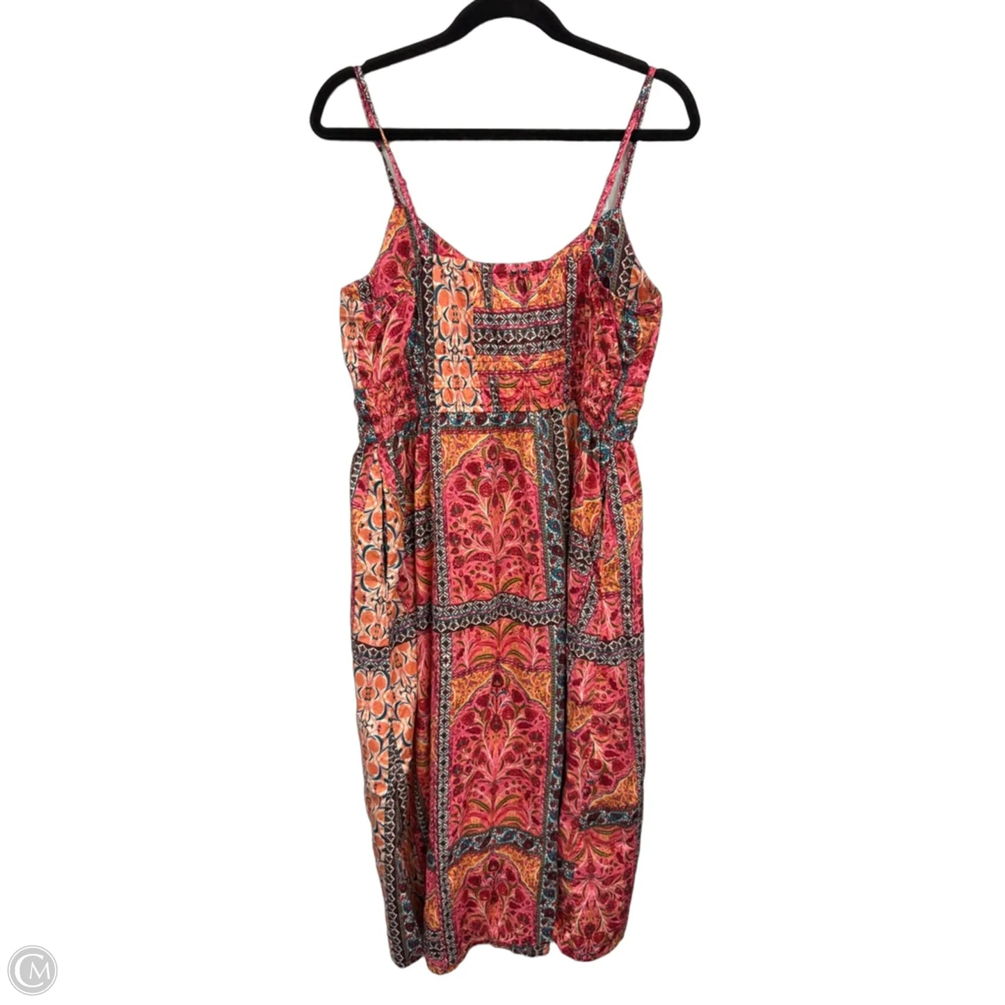 Dress Casual Midi By Old Navy In Orange & Pink, Size: L