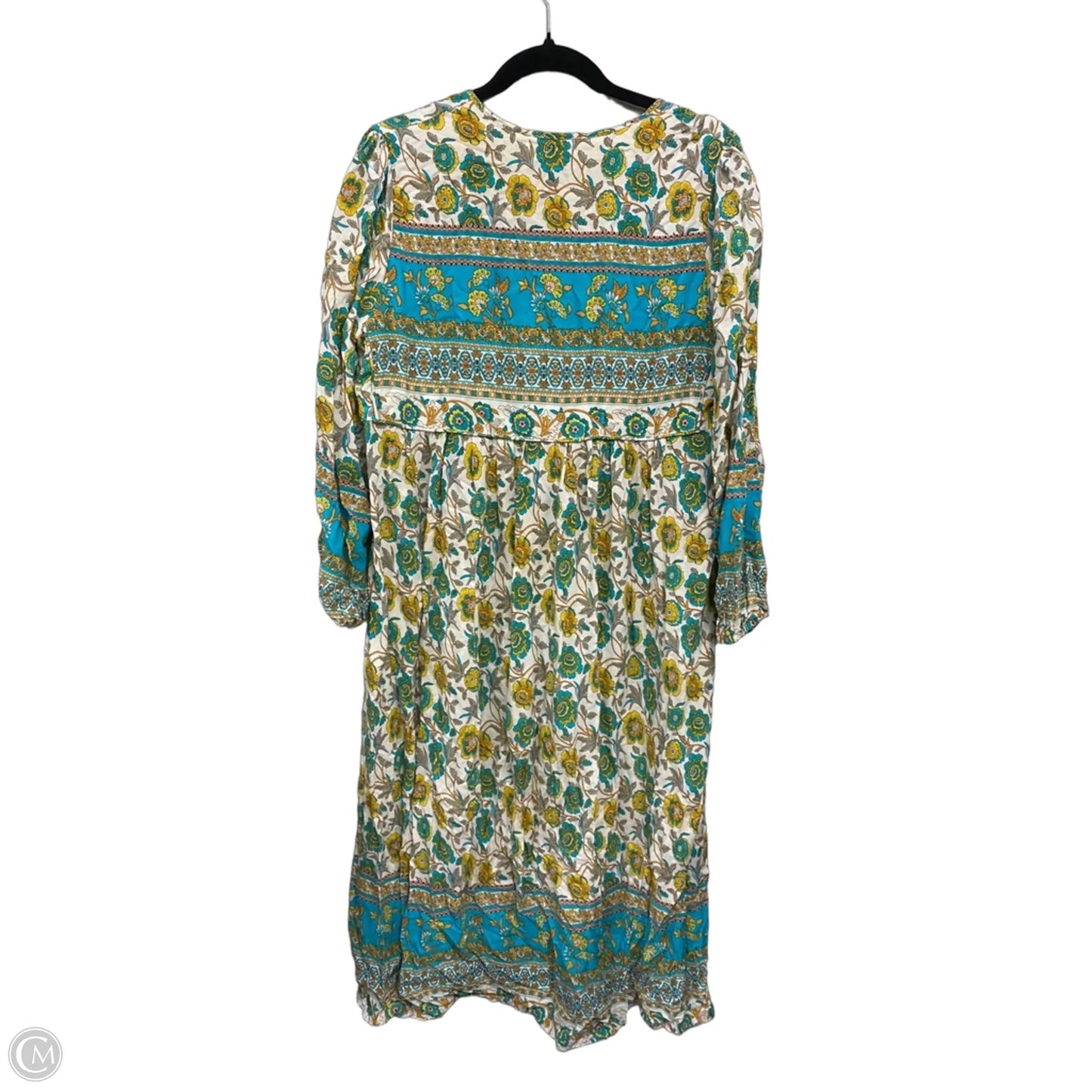 Dress Casual Midi By Clothes Mentor In Blue & Yellow, Size: L