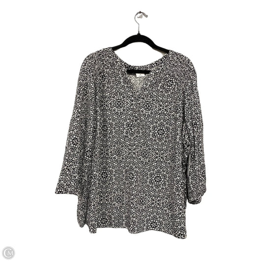 Top 3/4 Sleeve By Croft And Barrow In Black & White, Size: 2x