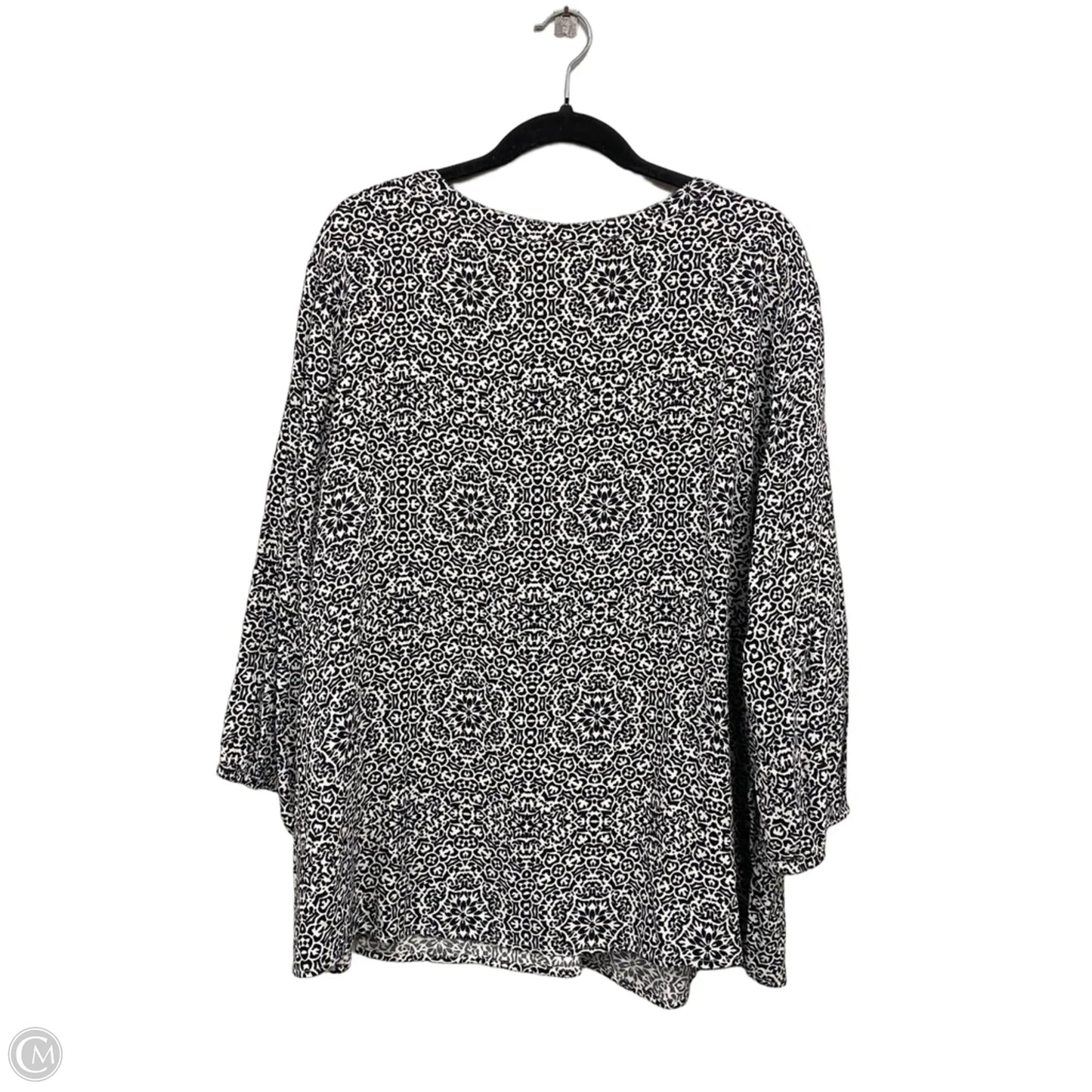 Top 3/4 Sleeve By Croft And Barrow In Black & White, Size: 2x