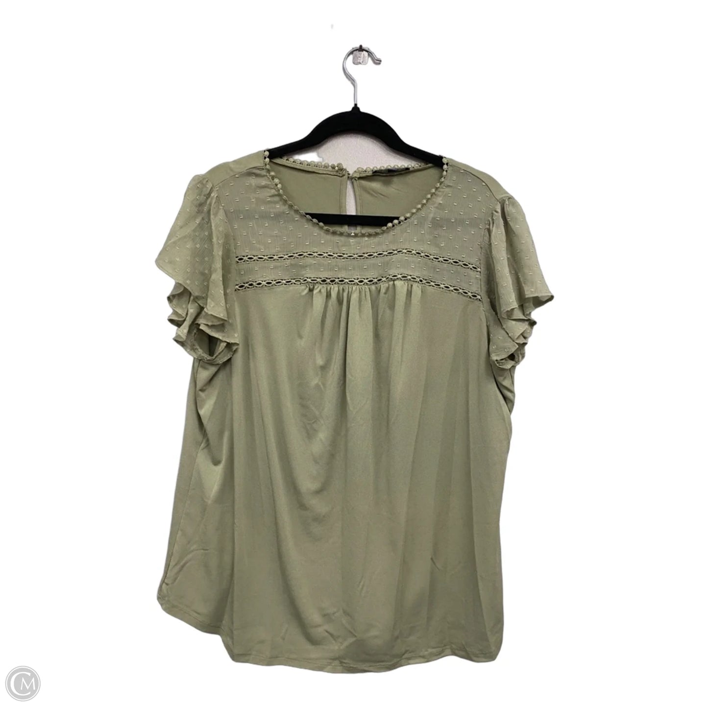 Top Short Sleeve By Adrianna Papell In Green, Size: 1x