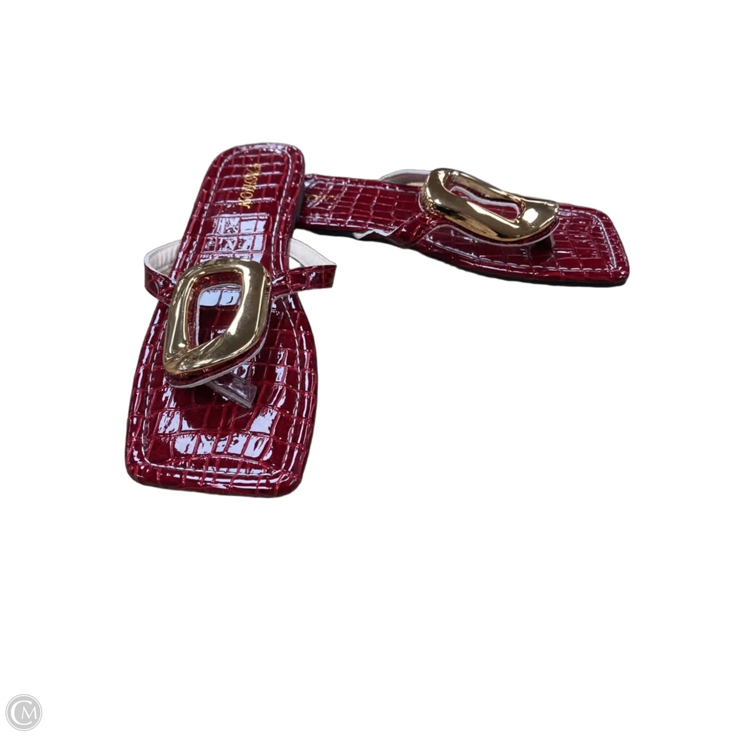 Sandals Flats By Clothes Mentor In Gold & Red, Size: 11.5